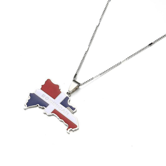 Dominican Republic Map Pendant Spanish Necklace Chain Jewelry