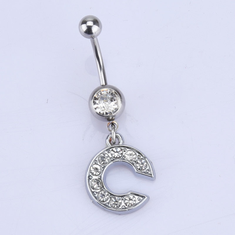 Initial Belly Button Rings Navel Belly Piercings Body Jewelry