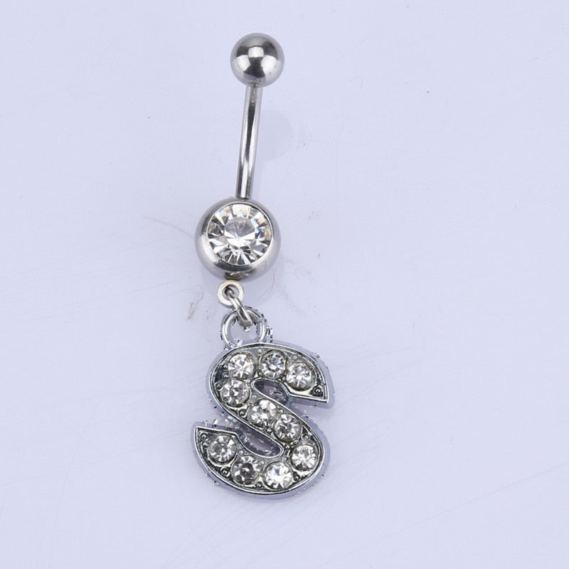 Initial Belly Button Rings Navel Belly Piercings Body Jewelry