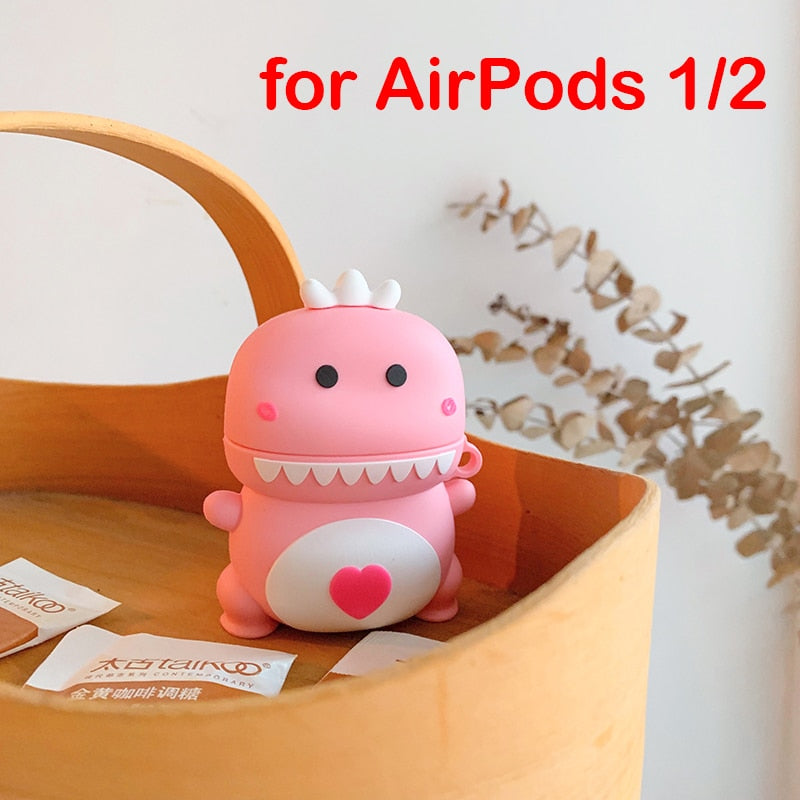 Silicone Dinosaur / Dragon Case For AirPods 1 2 Pro Charge Box