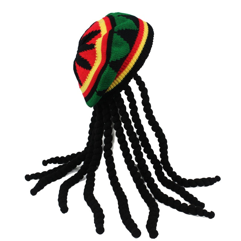 Knitted Wig Jamaican Bob Marley Rasta Beanie With Dreadlocks Reggae