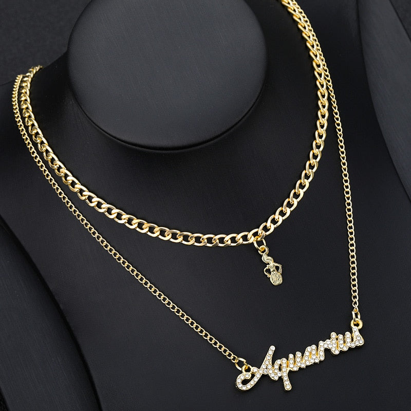 Double layer Zodiac Necklace Jewelry
