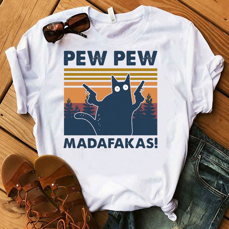 Pew Madafakas Cat T-Shirt Women 100% Cotton