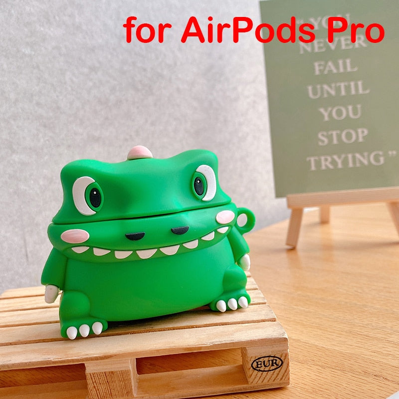 Silicone Dinosaur / Dragon Case For AirPods 1 2 Pro Charge Box