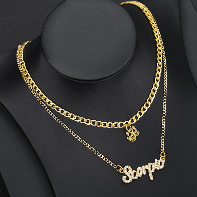 Double layer Zodiac Necklace Jewelry
