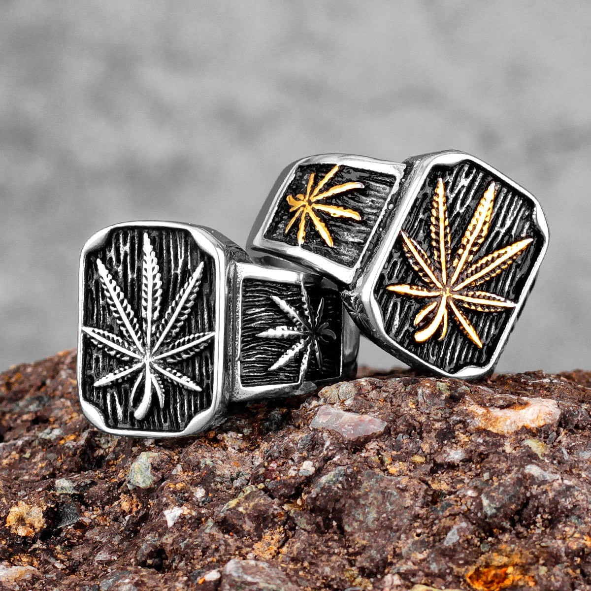 Hemp Leaves Stainless Steel  Ring Jewelry