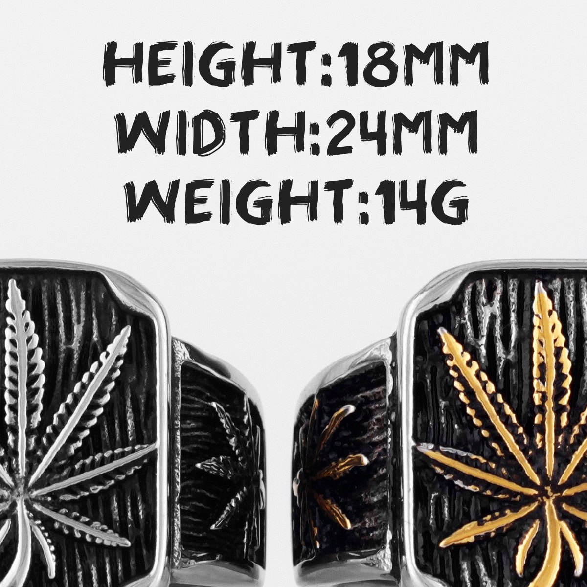 Hemp Leaves Stainless Steel  Ring Jewelry