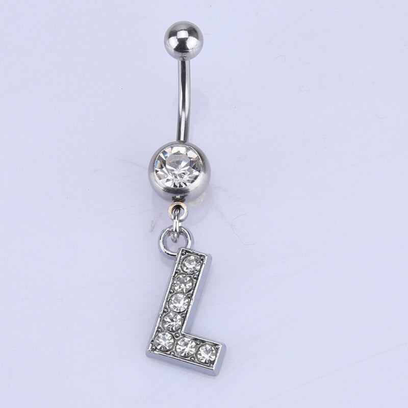 Initial Belly Button Rings Navel Belly Piercings Body Jewelry