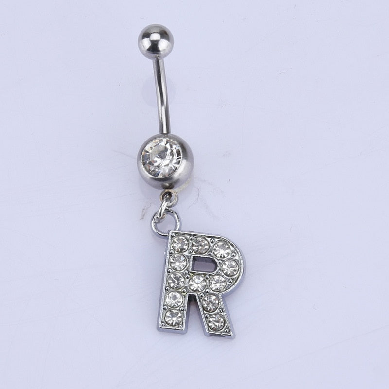 Initial Belly Button Rings Navel Belly Piercings Body Jewelry