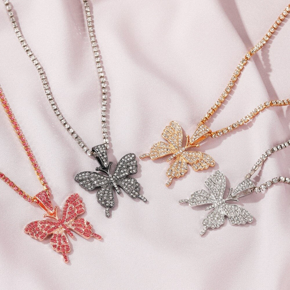 Butterfly Necklace Rhinestones Choker Jewelry