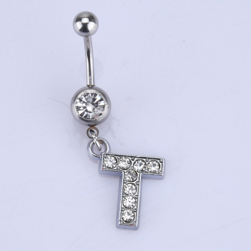 Initial Belly Button Rings Navel Belly Piercings Body Jewelry