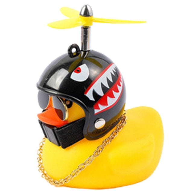 Car Little Yellow Duck With Helmet Decoration