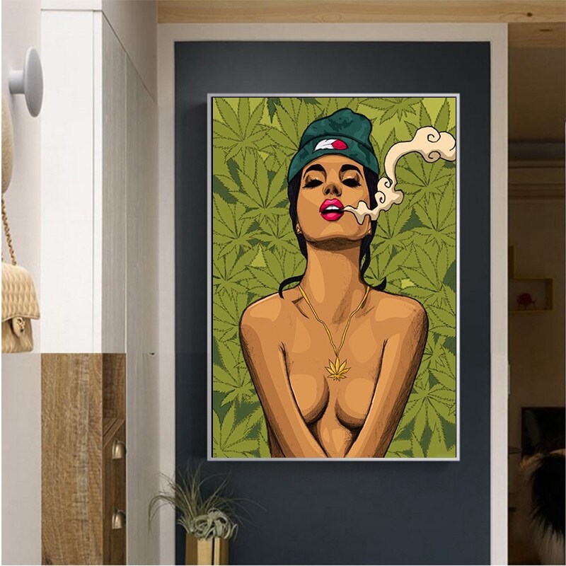 Girl Smoking Canvas Posters Wall Art