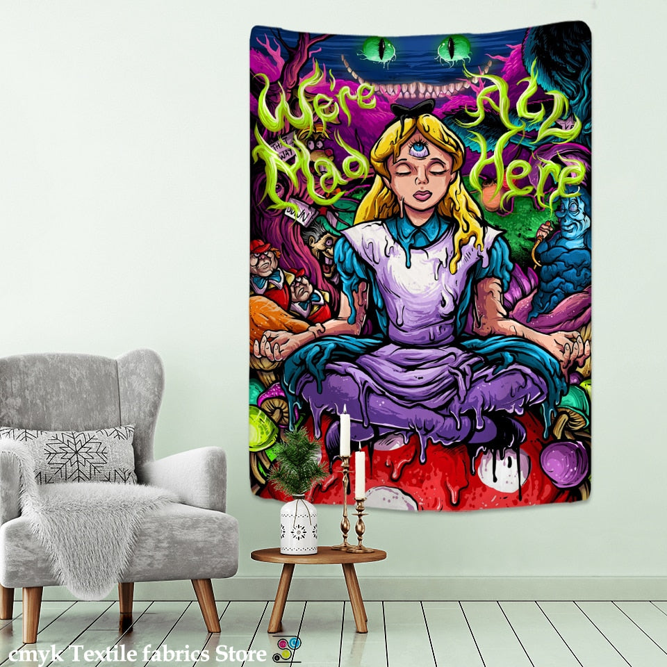 We Are All Mad Here Tapestry Wall Art