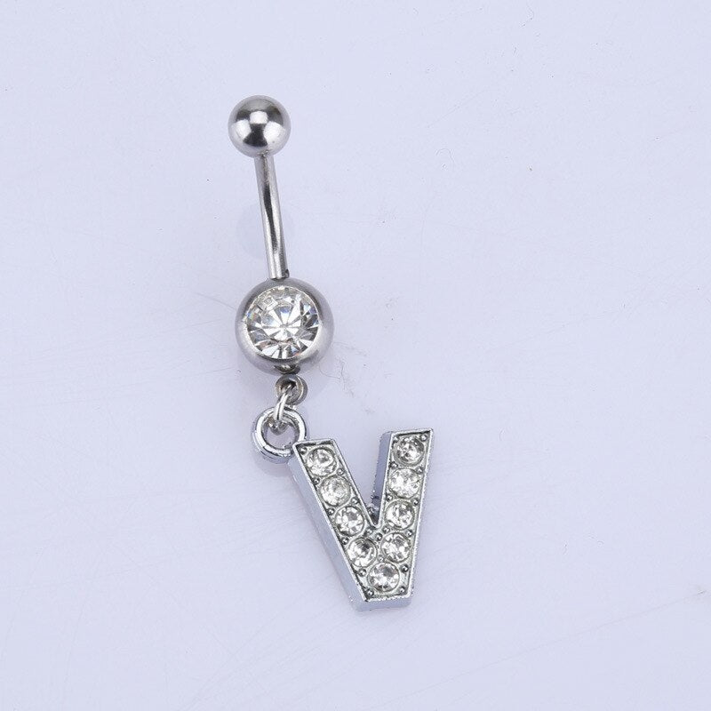 Initial Belly Button Rings Navel Belly Piercings Body Jewelry