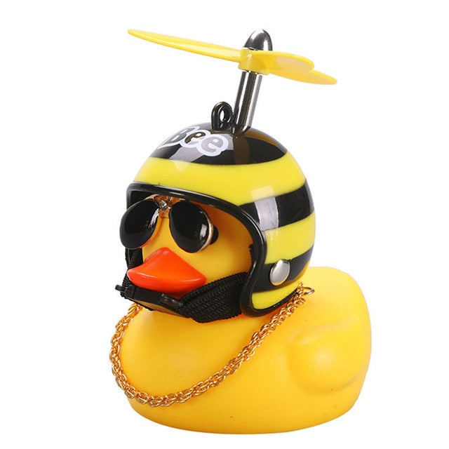 Car Little Yellow Duck With Helmet Decoration