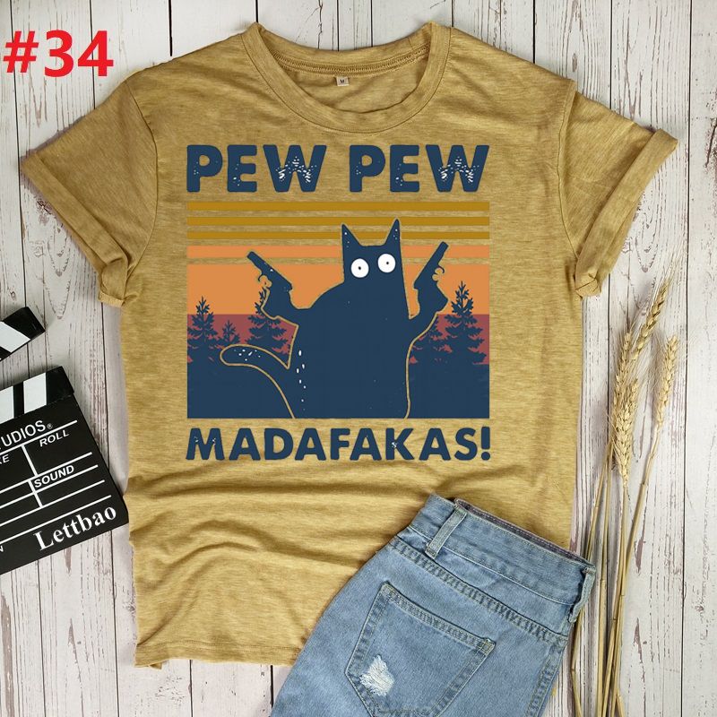 Pew Madafakas Cat T-Shirt Women 100% Cotton