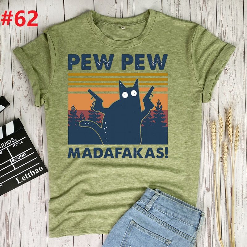 Pew Madafakas Cat T-Shirt Women 100% Cotton