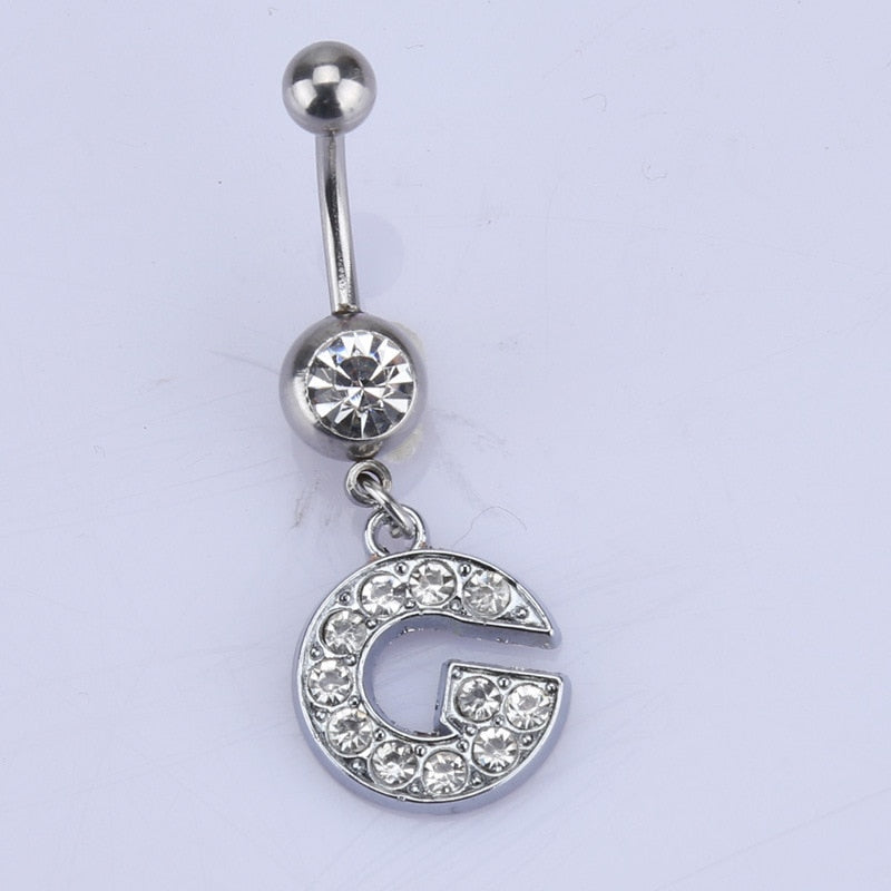 Initial Belly Button Rings Navel Belly Piercings Body Jewelry