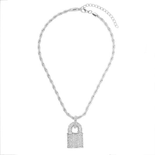 Lock Rhinestone Pendant Necklaces Jewelry