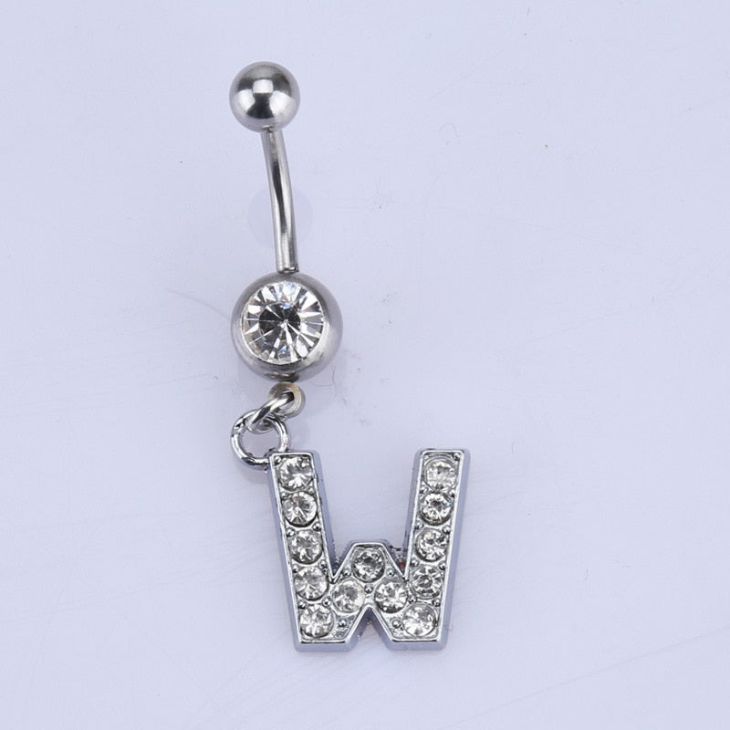 Initial Belly Button Rings Navel Belly Piercings Body Jewelry