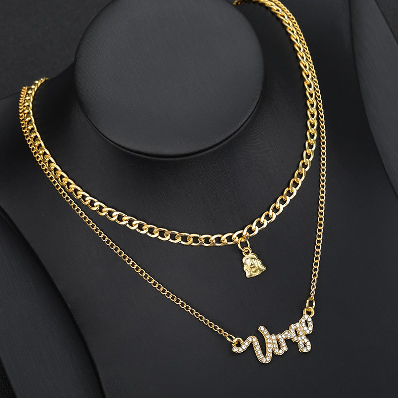 Double layer Zodiac Necklace Jewelry