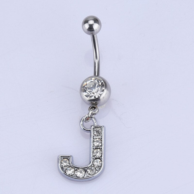 Initial Belly Button Rings Navel Belly Piercings Body Jewelry