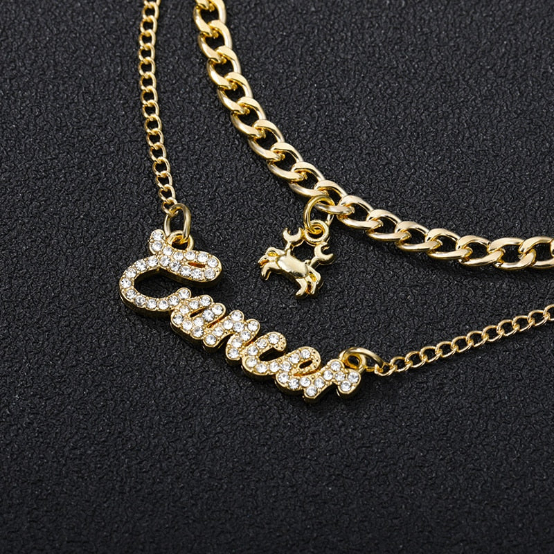 Double layer Zodiac Necklace Jewelry