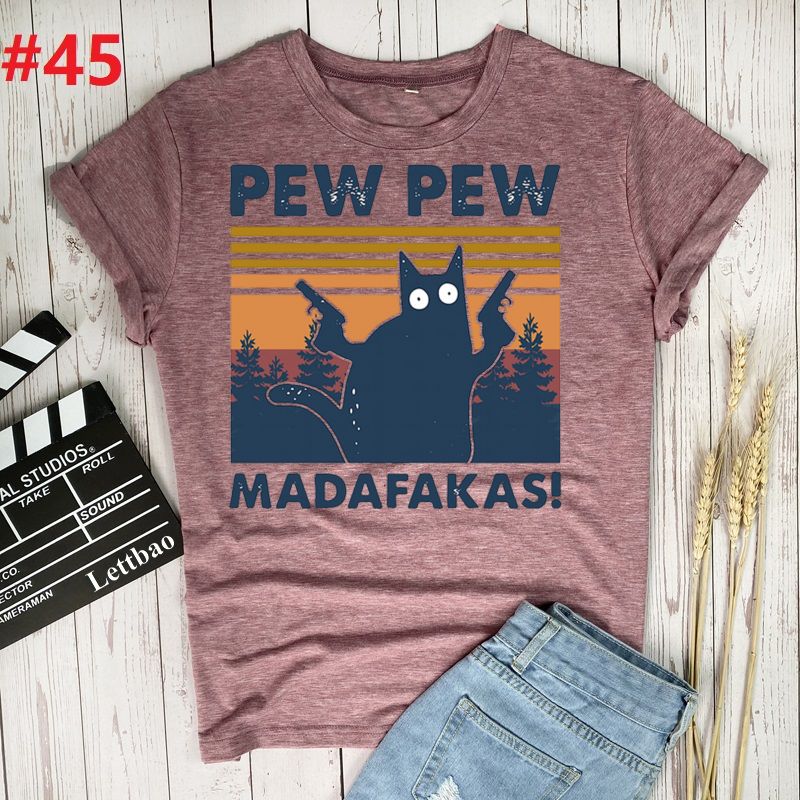 Pew Madafakas Cat T-Shirt Women 100% Cotton