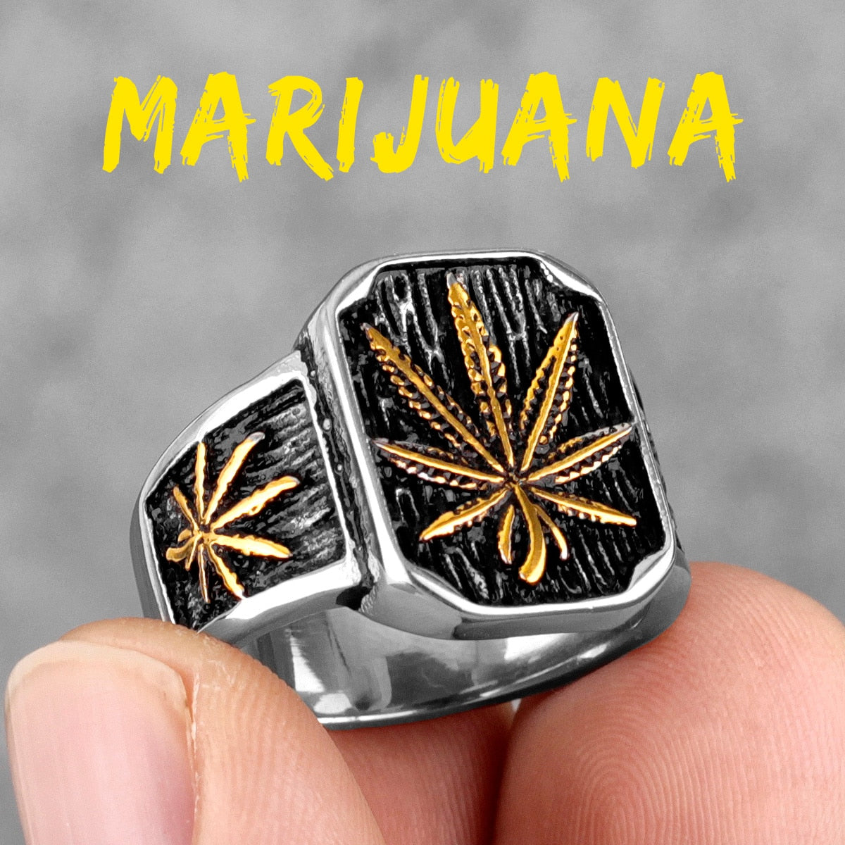 Hemp Leaves Stainless Steel  Ring Jewelry