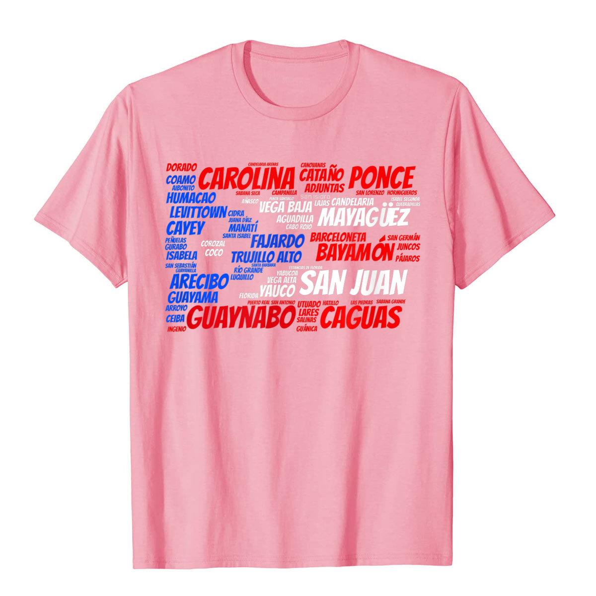 Puerto Rico Flag With City Names Cotton Men Spanish T Shirts