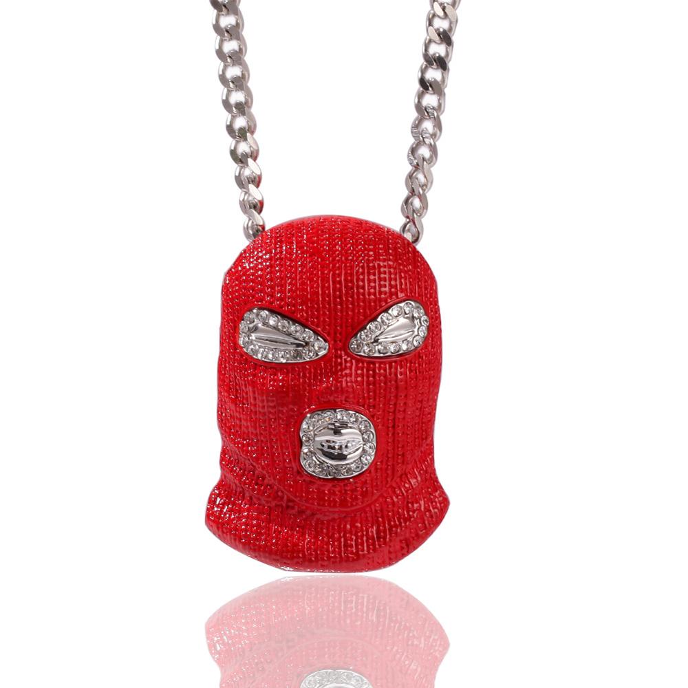 Red Ski Mask Pendant Necklace Jewelry