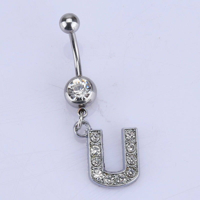 Initial Belly Button Rings Navel Belly Piercings Body Jewelry