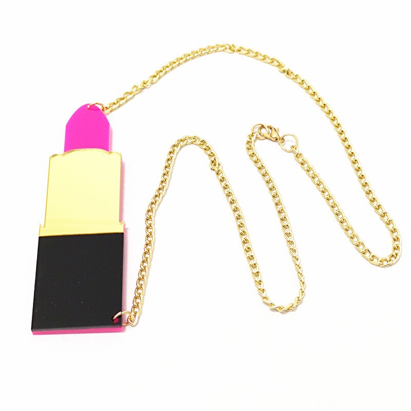 Big Lipstick Pendant Necklace Women Acrylic Jewelry