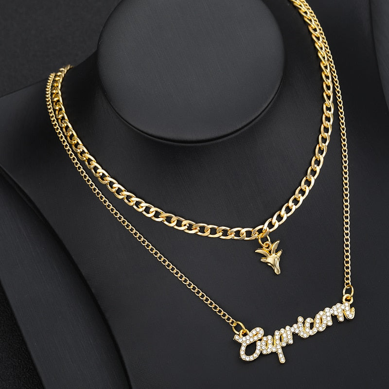 Double layer Zodiac Necklace Jewelry