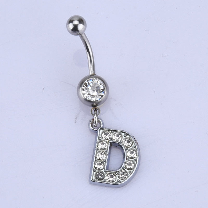 Initial Belly Button Rings Navel Belly Piercings Body Jewelry