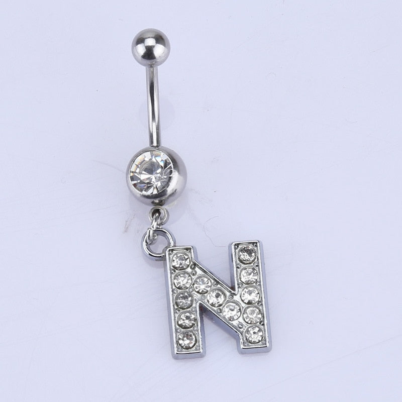 Initial Belly Button Rings Navel Belly Piercings Body Jewelry