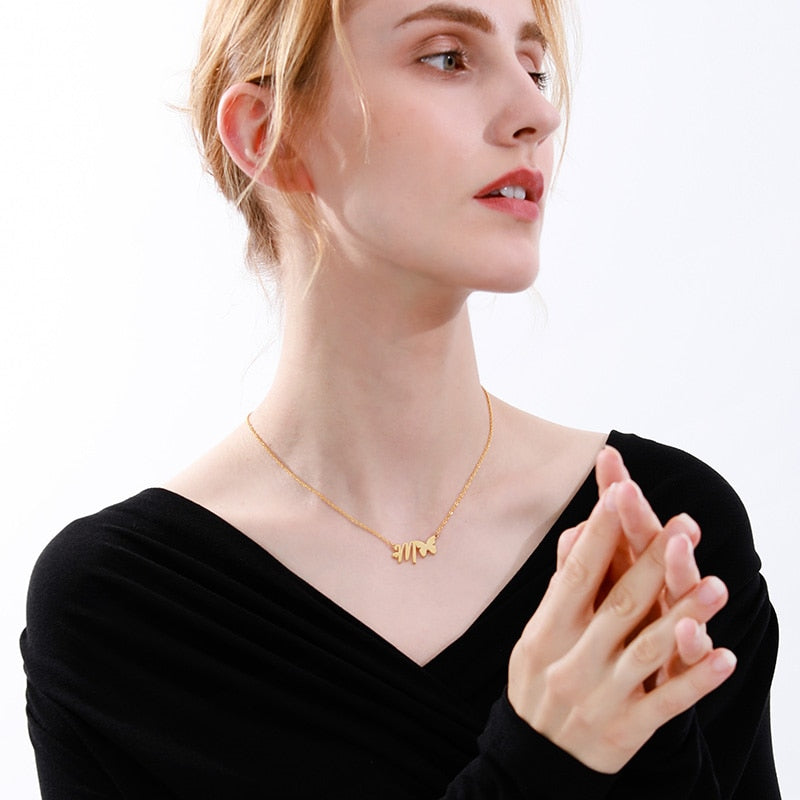 Butterfly Initial Necklace Jewelry Stainless Steel