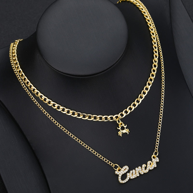 Double layer Zodiac Necklace Jewelry
