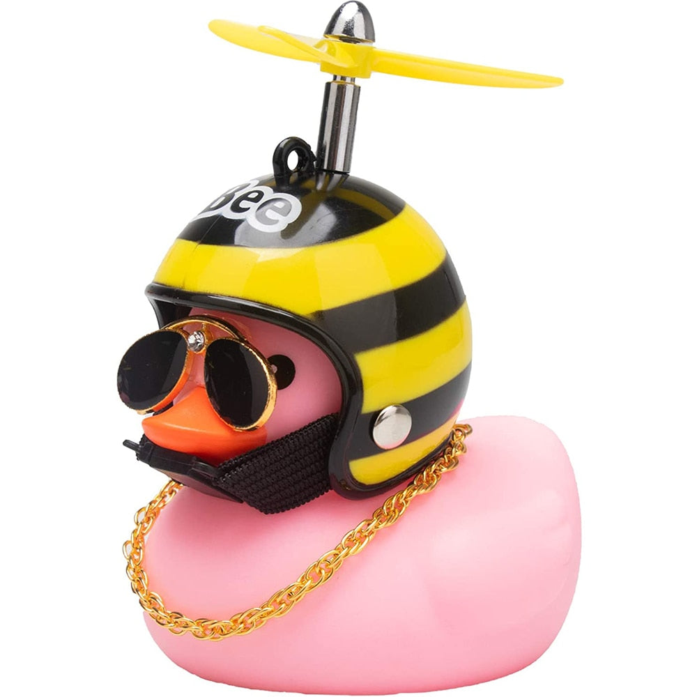 Car Little Yellow Duck With Helmet Decoration