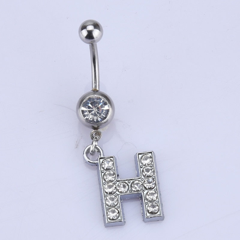 Initial Belly Button Rings Navel Belly Piercings Body Jewelry