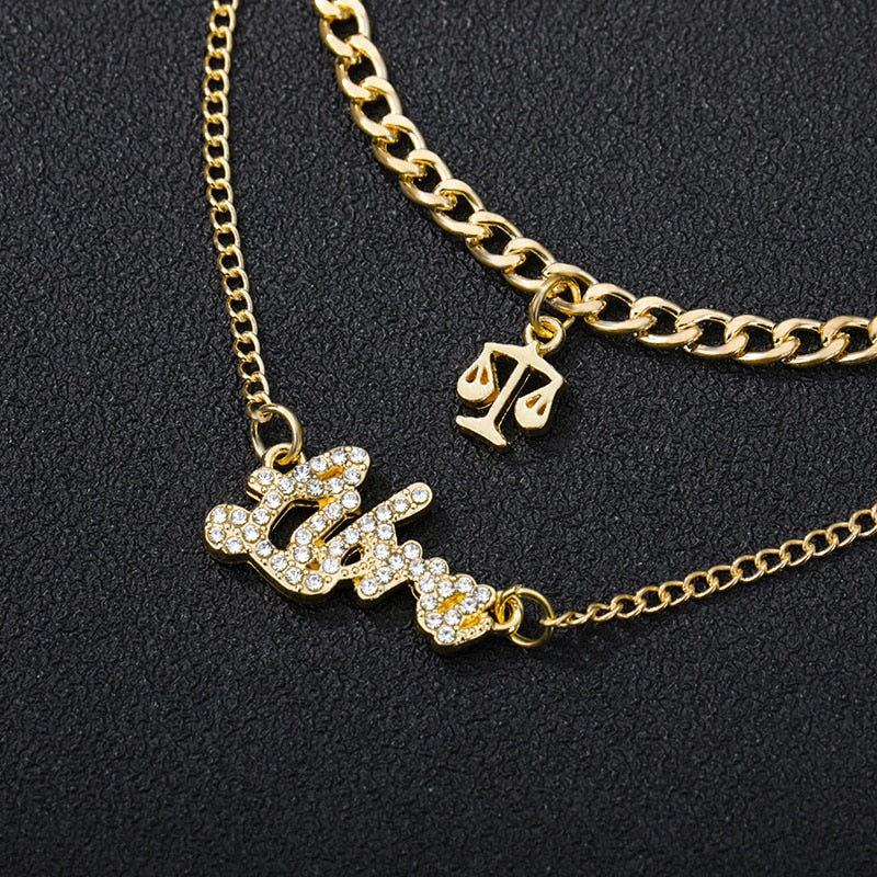 Double layer Zodiac Necklace Jewelry