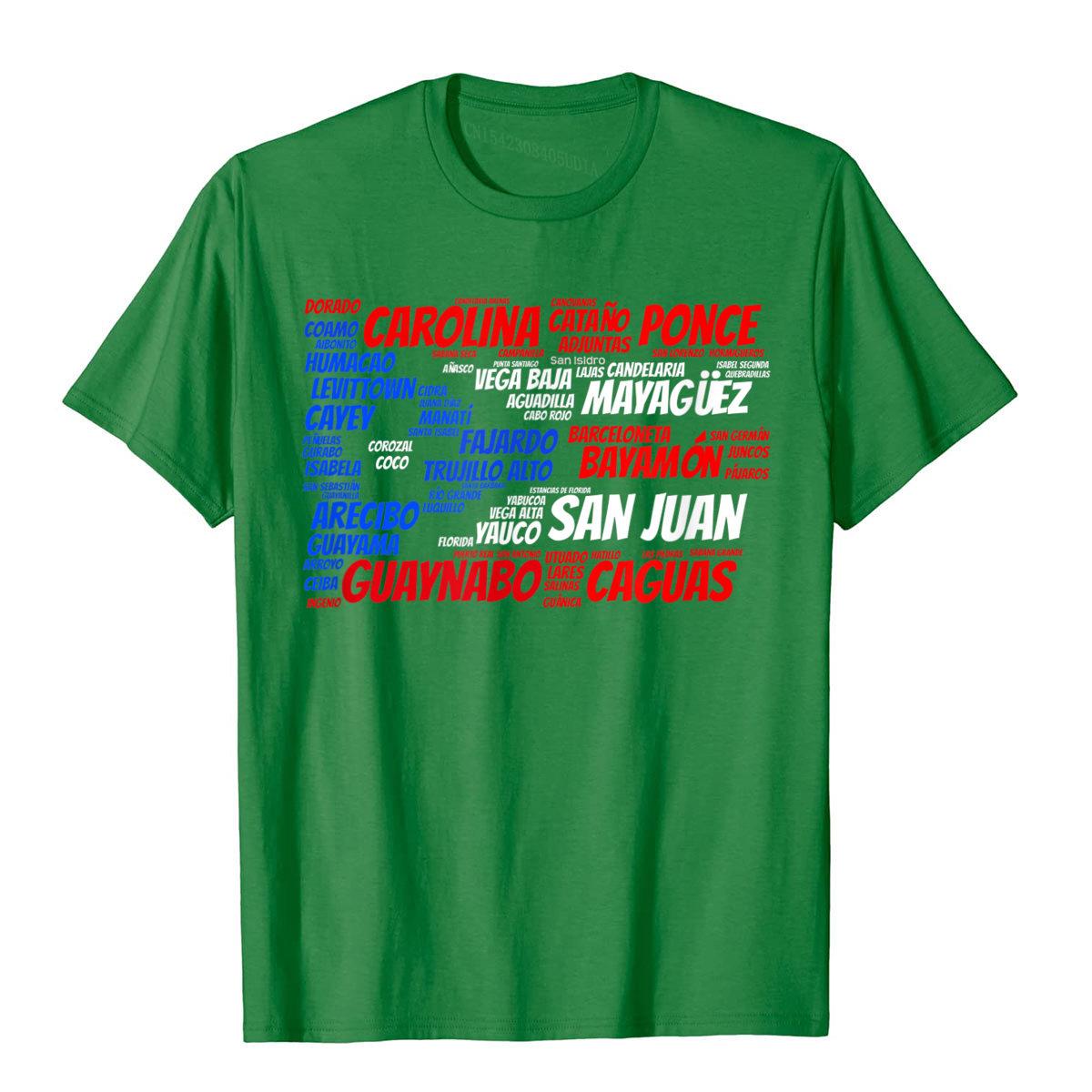 Puerto Rico Flag With City Names Cotton Men Spanish T Shirts