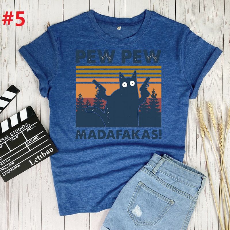 Pew Madafakas Cat T-Shirt Women 100% Cotton