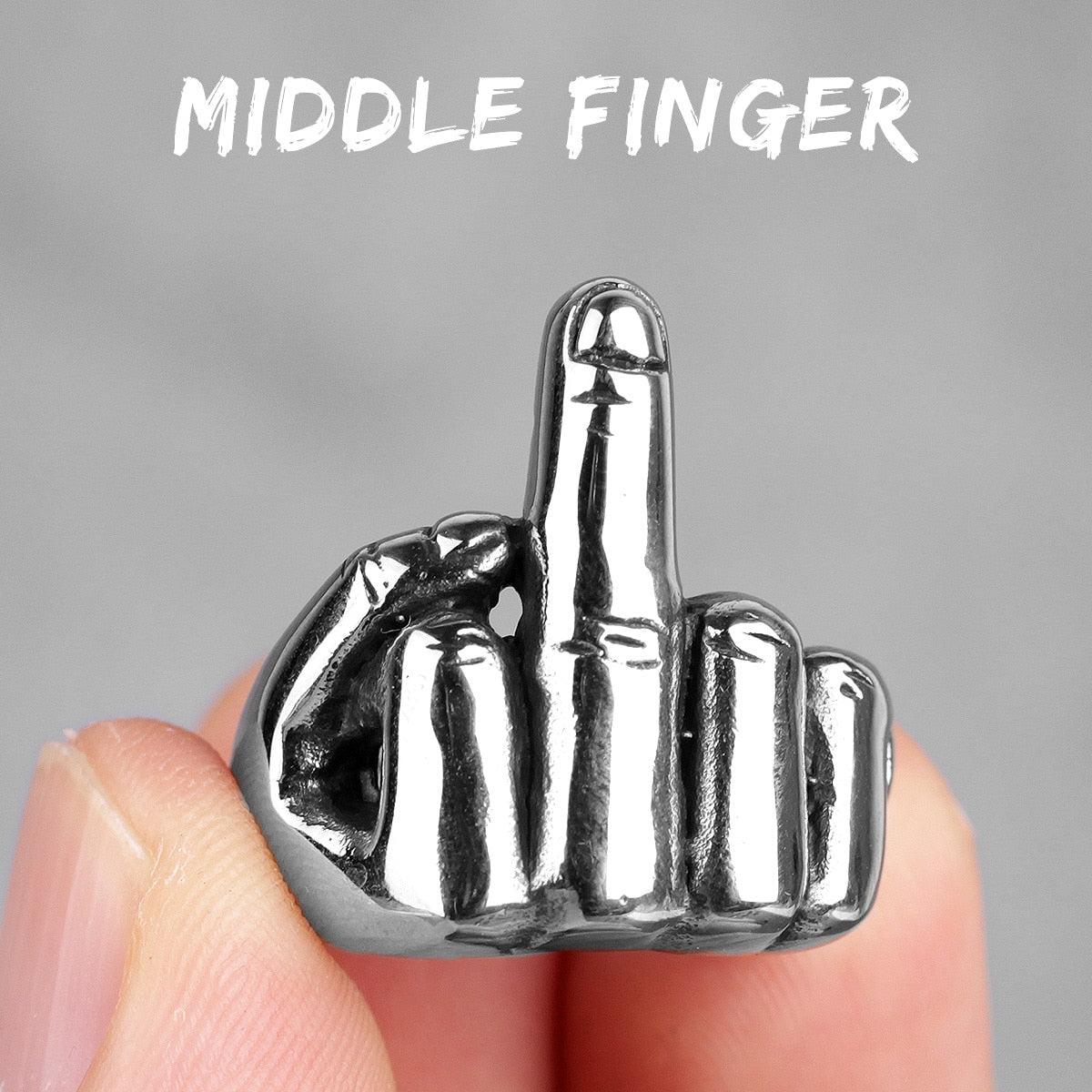 F Word Black Stainless Steel Rings Jewelry