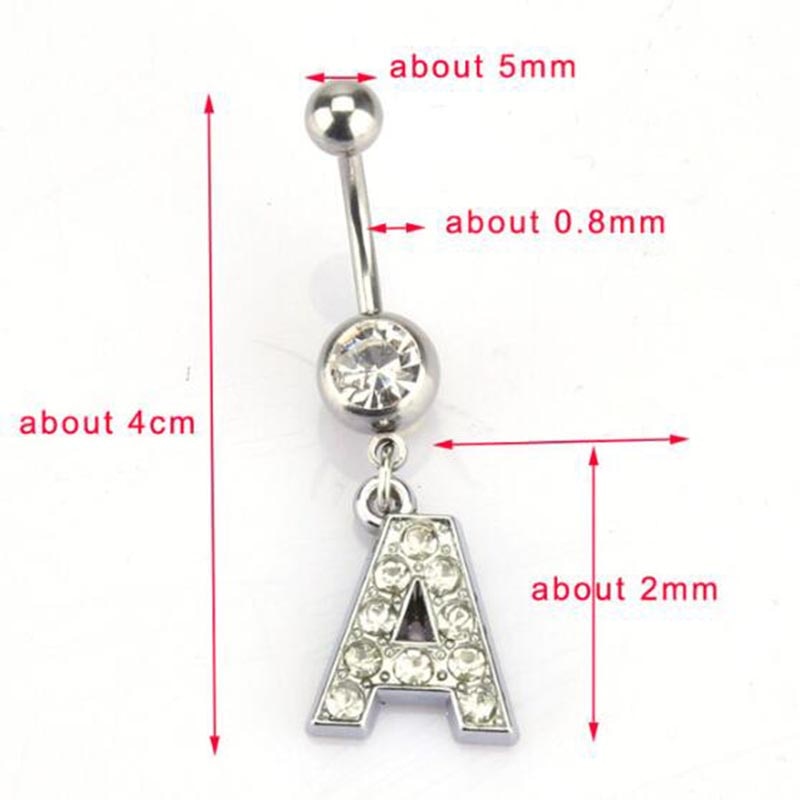 Initial Belly Button Rings Navel Belly Piercings Body Jewelry