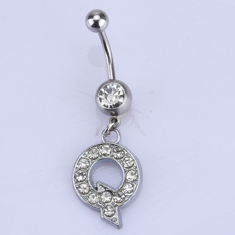 Initial Belly Button Rings Navel Belly Piercings Body Jewelry