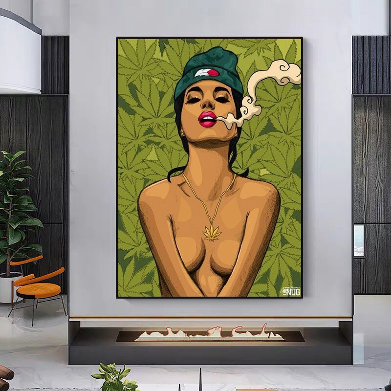 Girl Smoking Canvas Posters Wall Art