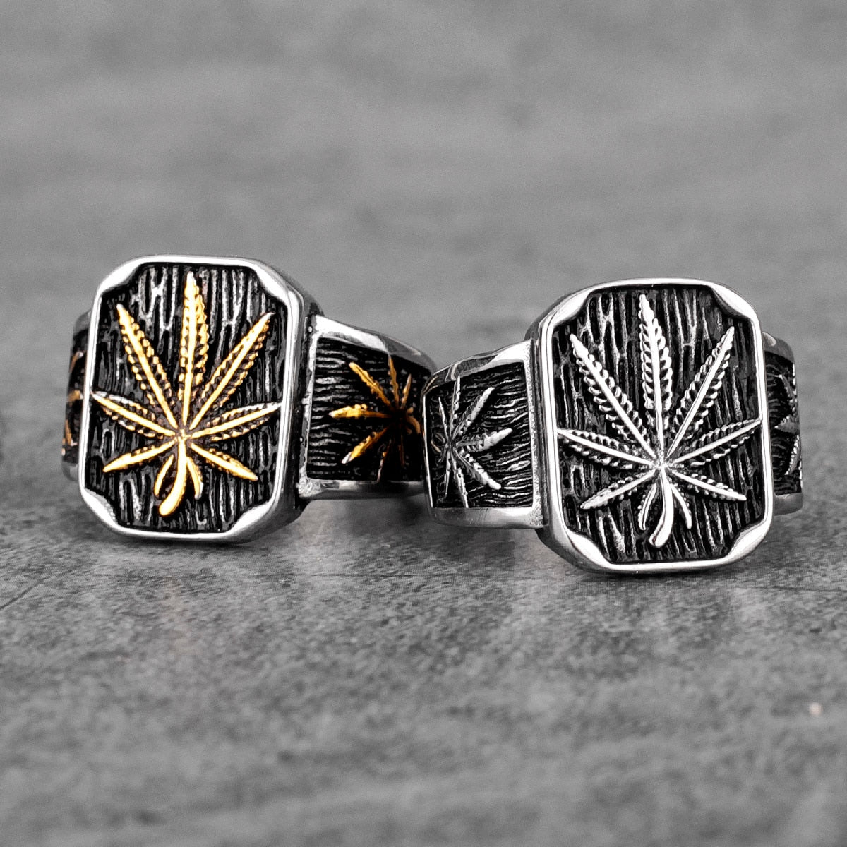 Hemp Leaves Stainless Steel  Ring Jewelry