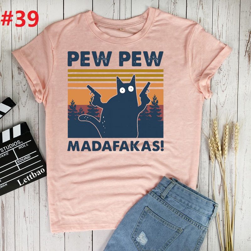 Pew Madafakas Cat T-Shirt Women 100% Cotton